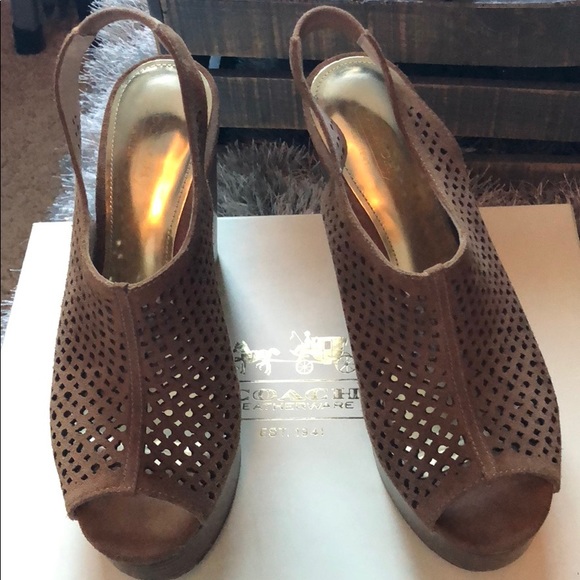 Coach Shoes - Coach Suede and Wooden Wedges